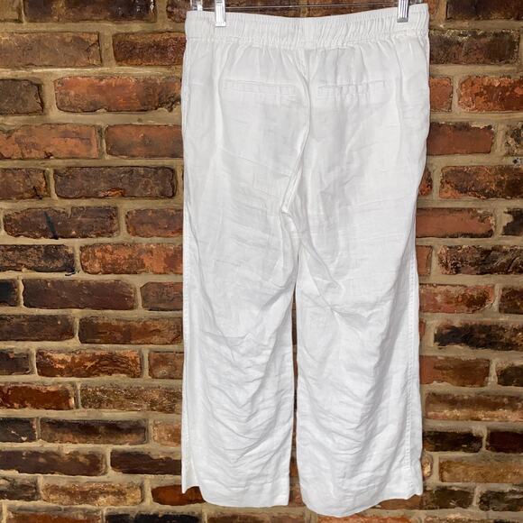 Kenar 100% Linen White Wide Leg Drawstring Pants Women's Size Small - Picture 4 of 5